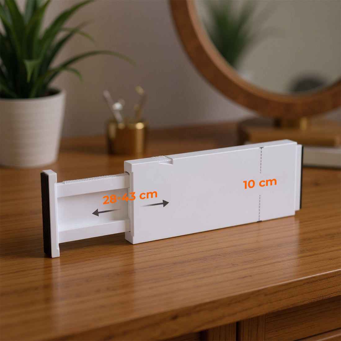 Set 5 Separatoare Extensibile Elindor® din Plastic pentru Sertar, Organizare Bucatarie, Birou, Dormitor, Baie, Organizatoare si Separatoare Sertare, Organizator Spatii Depozitare, Ajustabil si Extensibil de la 28 cm la 48 cm, Transparent