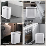 Cos de Gunoi cu Senzor Elindor® cu Capacitate 7.5l, Capac Inteligent Anti-Miros, Deschidere Silentioasa, Design Elegant, Subtire, Ideal pentru Baie, Bucatarie, Birou, Dormitor, Perfect pentru Colectare Deseuri, Rezistent la Apa IPX5 Alb / Negru