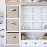 Set 6 Cutii Depozitare Elindor® Pliabile, Tip Sertar, Organizator pentru Dormitor Studentesc, Organizatoare pentru Dulap, Cutie Organizare, Cos Multifunctional, Separator Haine, Paturi, Jucarii, Pentru Dormitor, Living, 26.5 x 26.5 x 28 cm, Bej