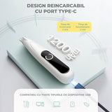 Masina de Tuns Elindor®, pentru Animale de Companie, Caini si Pisici, Lama din Otel Inoxidabil, Acumulator 1200mAh, 6500 RPM, Silentios, Aparat fara Fir cu Lumina LED, Perie Trimmer Ideala pentru Labute, Urechi, Fata si Ochi, Alb