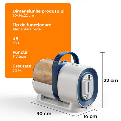 Trimmer și Aspirator Elindor® pentru Blana Animalelor, Alb/Albastru