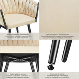 Set 2 Scaune Elindor® Ergonomice, Tip Scoica, Design Contemporan, Scaun cu Spatar si cu Manere, din Catifea cu Picioare Metalice Aurii, Potrivite pentru Living, Bucatarie, Birou, Dormitor, Latime Sezut 44 cm, 71 x 50 x 45 cm, Bej