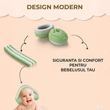 Casti Antifonice Elindor® pentru Bebelusi, Varsta intre 3 si 18 luni, cu Pernute Moi pentru Urechi, Benzi Anti-alunecare din Silicon, Prindere cu Arici, 3 Dimensiuni Reglabile, Reducere a Zgomotului cu 25 dB, Accesorii Bebe, Verde