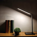 Lampa de Birou Elindor® Neagra cu LED, Pliabila, Incarcare USB si Incare Wireless Telefon, 5 Moduri Lumina Camera Rece/Cald si 5 Intensitati, Veioza Control prin Atingere, Potrivita si pentru Noptiera in Dormitor, Oprire Automata, 39 x 3 x 10,8 cm