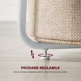 Masa de Cafea Laterala Elindor® Rotunda, Design Industrial, Ideala pentru Living, Birou, Dormitor, Mobila Multifunctionala, Moderna, Greutate Maxima Suportata 35 kg, Cos Depozitare, 50 x 45 x 45 cm, Alb