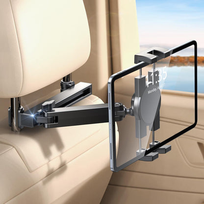 Suport Auto Tetiera Elindor® pentru Tablete si Telefoane, Pliabil, Extensibil, Rotire 360°, Compatibil 4,7-12,9", Negru