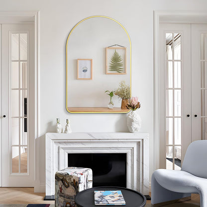 Oglinda de Perete Elindor® Arcuita 55x75 cm, Reflexie HD, Rama Aurie