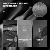 Scaun de Birou Elindor® Ergonomic, Design Contemporan, Scaun cu Spatar si Manere, din Piele PU cu Suport pentru Picioare si Roti, Latime Sezut 58 cm, Inaltime intre 48-56 cm, Negru