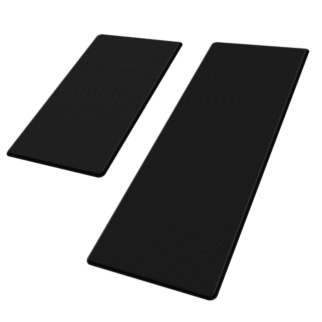 Set 2 Covoare Elindor® Antiderapant, Lavabil, Modern, Rezistent la Apa, Ideal pentru Bucatarie, Baie, Hol, Covor cu 3 Straturi, cu Strat Antispargere, Curatare Usoara, Grosime 1 cm, 44 x 76.2 cm si 44 x 119.4 cm, Negru