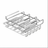 Suport de Perete Elindor® pentru Ustensile de Bucatarie, cu 10 Carlige, Sistem de Prindere prin Agatare, fara Gauri, Depozitare Diversa si Multipla, Suport Metalic, Accesorii Organizare, Economisire Spatiu, Organizator de 26 x 25  x 13 cm, Argintiu