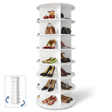 Organizator pentru Pantofi Elindor® Pantofar cu 4x 7 Nivele, Rotativ 360°, Suport pentru Papuci, Dulap Hol, Dormitor, Economisire Spatiu, Depozitare Incaltaminte, 59×59×160 cm, Alb