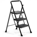 Scara Pliabila Metalica Elindor® cu 3 Trepte, Portabila, cu Pedale si Maner Antiderapante, Ideala pentru Interior sau Exterior, pentru Uz Casnic, Usor de Depozitate, 51 × 68 × 104 cm, Negru