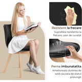Set 4 Scaune Elindor® Stil Retro, Piele Ecologică și Picioare din Lemn, Negre