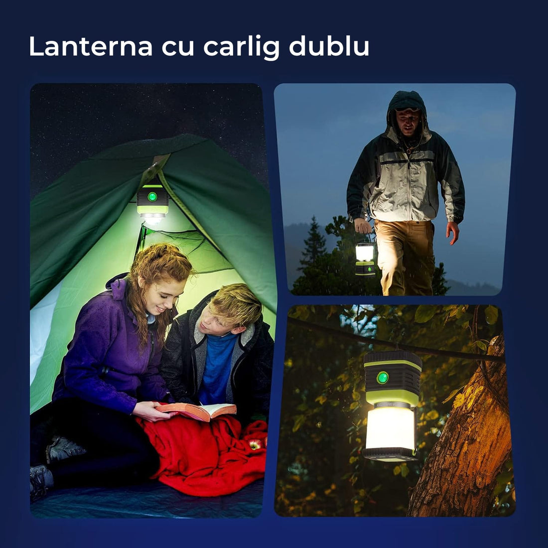 Lanternă LED Elindor® 1000LM, 4 Moduri de Lumină, Rezistentă la Apă IPX4, cu Baterii