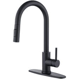 Baterie Chiuveta Bucatarie Neagra Elindor® Robinet de Apa, Modern cu Pipa Flexibila, Jet Reglabil, Cap Dus Extractabil cu Doua Functii, Monocomanda, Rotativ 360°, pentru Bucatarie, Otel Inoxidabil si Alama, Finisaj Mat