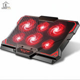 Cooler Laptop Gaming RGB Elindor® Suport cu Unghi Reglabil, Dimensiuni Compatabile 12-17.3 Inch, 6 Ventilatoare Puternice si Silentioase 26dB, Viteza Ajustabila, 2 Porturi USB, pentru Birou, Calatorii, 41.7 × 30 × 3 cm, Negru