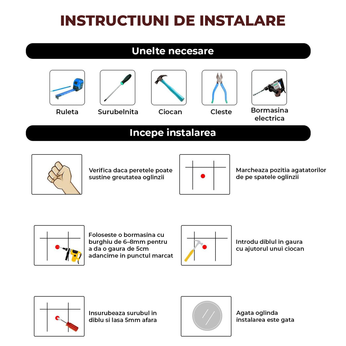 Oglinda de Perete Elindor® Rotunda, Antiaburire, cu Rama Neagra, Ideala pentru Baie, Iluminare Led, 3 Culori Lumina, Dimabila, Buton ON/OFF Luminat si Noaptea, Rezistenta la Umiditate IP44, 80 x 80 cm