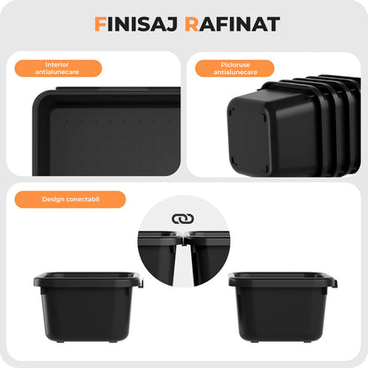 Set 22 Cutii Depozitare Elindor® Organizator pentru Bucatarie si Baie, 3 Marimi, Organizatoare Dulap si Sertare, Cutie pentru Sertar, Frigider, Camara, Baie, Bar, Birou, Cos Multifunctional, Separator Fructe, Legume, Creme, Parfumuri, PP