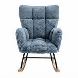 Fotoliu Balansoar Elindor® cu Spatar, Ergonomic, Cadru Solid din Otel, Ideal pentru Living, Dormitor, Camera Copilului, 68 x 88 x 93 cm, Albastru-Gri