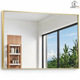 Oglinda Decorativa 100 x 75 cm Elindor® Agatare pe Perete sau Sprijinita, Rama Aurie, Dreptunghiulara, Moderna si Eleganta, Reflexie HD, Sticla fara Distorsiuni, Ideala pentru Dormitor, Living, Birou, Dressing, Hol, Baie