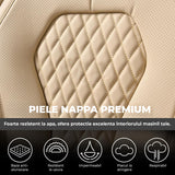 Set 5 Huse Scaune Auto Elindor® Universale, Husa pentru Protectie Sezut si Spatar Scaun Fata si Bancheta Spate, Impermeabila, Piele Nappa, Accesorii Masina Huse Interior, Bej