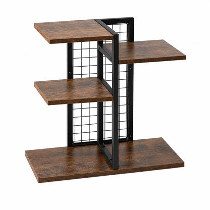 Raft Elindor® pe 3 Nivele, Rafturi Suprapus pentru Bucatarie, Organizator Ideal ca Etajera Depozitare in Camara sau Birou, Perfect pentru Condimente, Vesela, Farfurii, Stabil si Compact, Polita pentru Obiecte, 40 × 19.2 × 40 cm, Maro Rustic