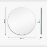 Oglinda de Perete Elindor® Rotunda, fara Rama, Decorativa, Eleganta, Ideala pentru Baie, Birou, Hol, Living, Dressing, Iluminare Led, Intensitate Ajustabila, Antiaburire, Temperatura de Culoare 6000K, 80 x 80 cm