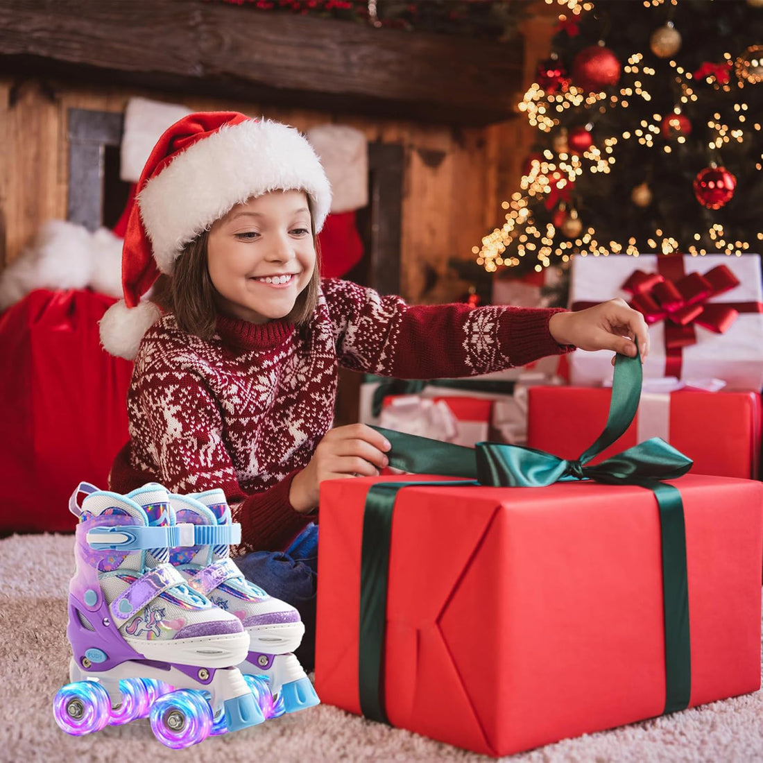 Role Reglabile Elindor® pentru Copii si Adulti, 4 Roti Luminoase din Silicon Quad, Rulmenti ABEC-7, Frana Fata, Aluminiu / Poliuretan, Patine cu Rotile pentru Fete, Baieti, Dama, Marimea L, 37-39