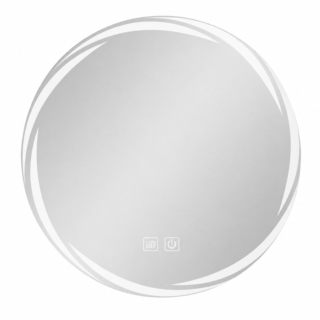 Oglinda de Perete Elindor® Rotunda, fara Rama, Antiaburire, Ideala in Baie, Iluminare Led, Buton ON/OFF Luminat, Rezistenta la Umiditate IP44, Model Halo, 60 x 60 cm, Transparent