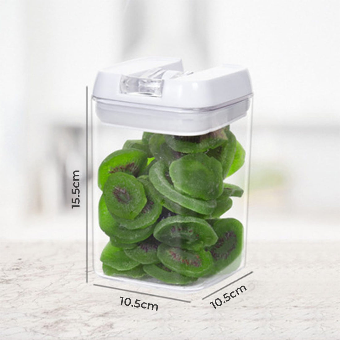 Set 7 Recipiente Etanse Elindor® pentru Alimente Uscate, Capace AirTight, Transparent