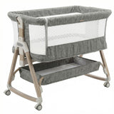Patut Pliabil Bebelusi Elindor® 3 in 1, Copii 0-12 luni, Leagan Bebe, 6 Trepte de Inaltime Reglabila, Portabil, Plasa Laterala, Roti cu Sistem Blocare, Greutate Maxima 10 kg, Gri