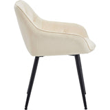 Set 2 Scaune Elindor® Ergonomice, Design Contemporan, Scaun cu Spatar si cu Manere, din Catifea cu Picioare Metalice Negre, Potrivite pentru Living, Bucatarie, Birou, Dormitor, 85 × 60 × 50 cm, Bej