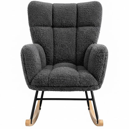 Fotoliu Balansoar Elindor® cu Spatar, Ergonomic, Cadru Solid din Otel, Ideal pentru Living, Dormitor, Camera Copilului, 68 x 88 x 93 cm, Gri Inchis