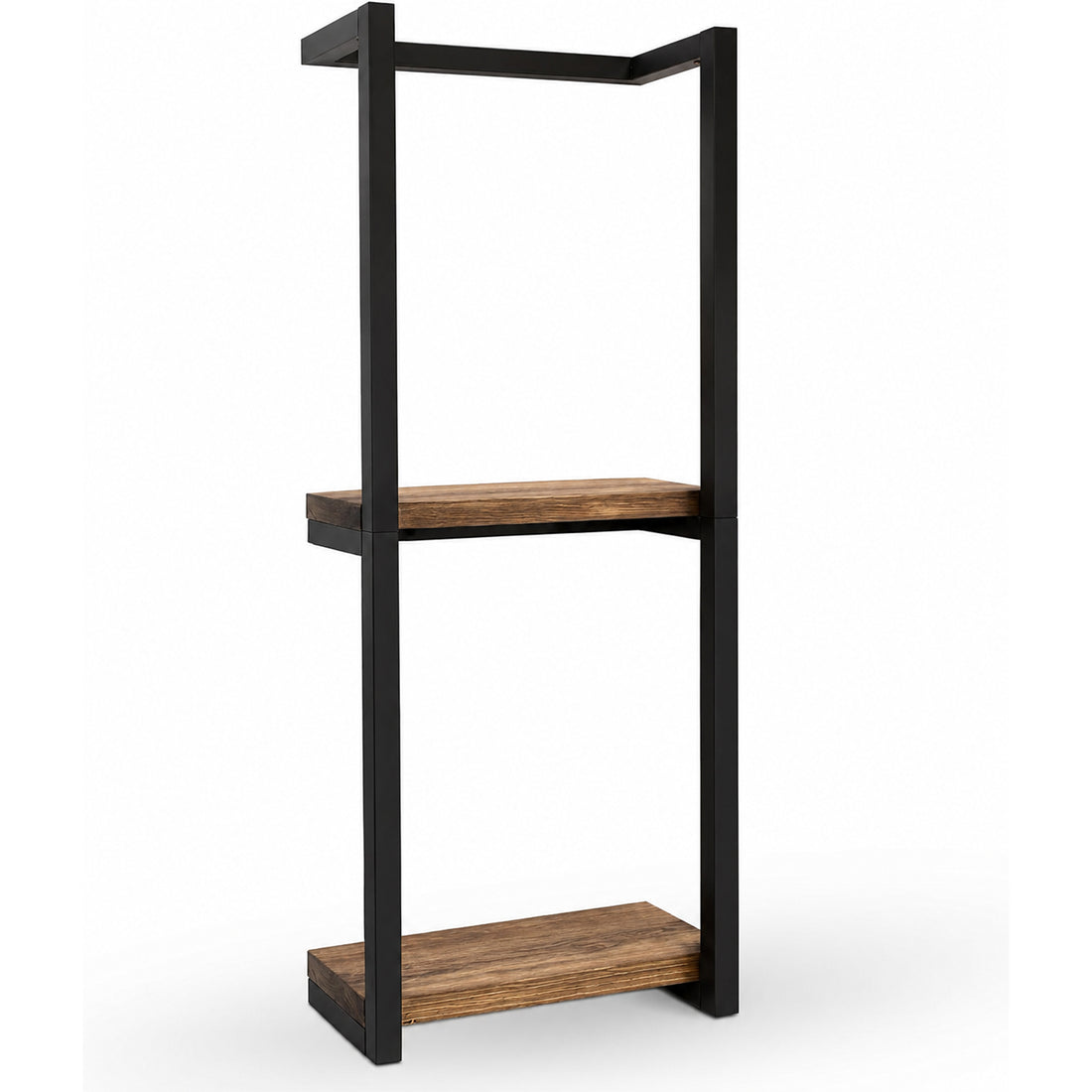 Raft Prosop Elindor® Etajera Prosoape Dus, Suport Organizare Perete sau Podea, Organizator Baie, Polita din Otel Carbon si Lemn, 77 x 28.5 x 14 cm, Negru