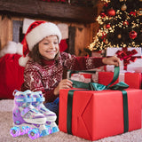 Role Reglabile Elindor® pentru Copii si Adulti, 4 Roti Luminoase din Silicon Quad, Rulmenti ABEC-7, Frana Fata, Aluminiu / Poliuretan, Patine cu Rotile pentru Fete, Baieti, Dama, Marimea S, 28-31, Mov