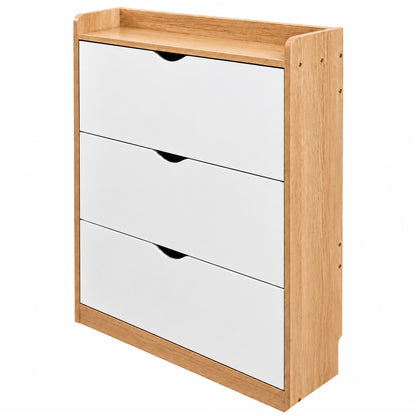 Dulap pentru Pantofi Elindor® Organizator Tip Pantofar cu 4 Niveluri, Fara Gauri, Suport pentru Papuci, Dulap Hol, Living, Dormitor, Economisire Spatiu, Depozitare Incaltaminte, 120 x 100 x 17 cm, Alb / Bej