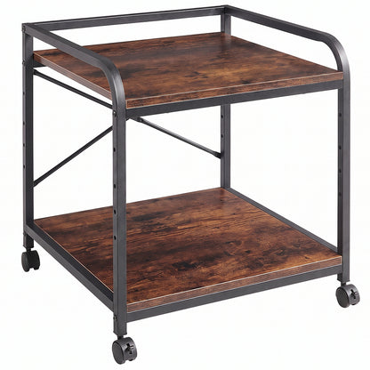 Raft Elindor® 2 Niveluri, Inaltime Reglabila, Rafturi Depozitare, Organizare Birou, Bar, Dulap Organizator Ideal ca Etajera Camara, Perfect pentru Imprimanta, Proiector, Stabil si Compact, Polita pentru Obiecte, 55 x 50.8 x 57 cm, Maro Rustic