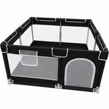 Tarc de Joaca pentru Bebelusi si Copii Elindor® Spatiul Sigur de Joaca, Plasa de Protectie, Include Usa cu Fermoar, Materiale Eco-Friendly și Non-Toxice, Varsta 0-5 ani, 200 x 150 x 65 cm, Negru