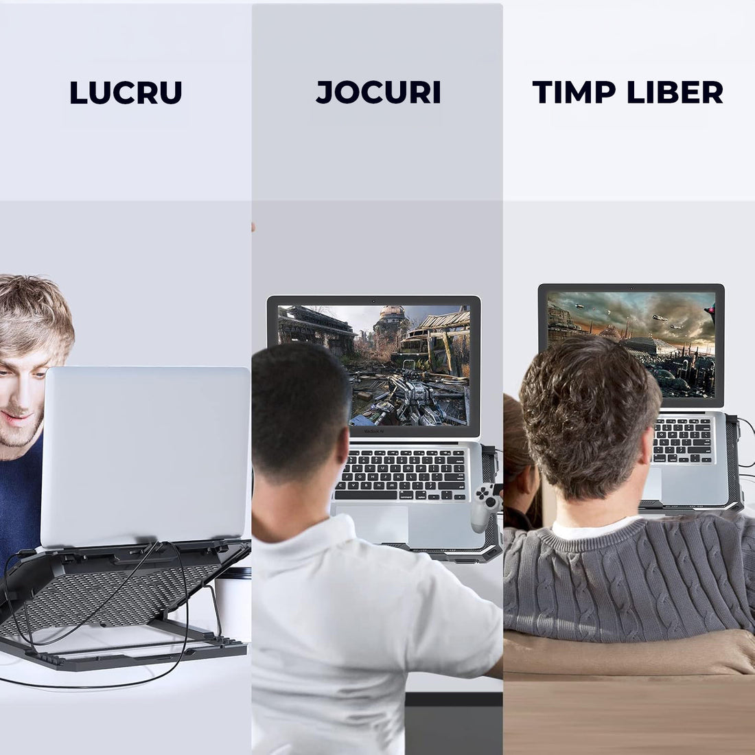 Cooler Laptop Gaming RGB Elindor® Suport cu Unghi Reglabil pe 6 Nivele, Dimensiuni Compatabile 13-15.6 Inch, 6 Ventilatoare Puternice si Silentioase 25dB, Viteza Ajustabila, 2 Porturi USB, pentru Birou, Calatorii, 41.6 x 28.5 x 2.8 cm, Negru