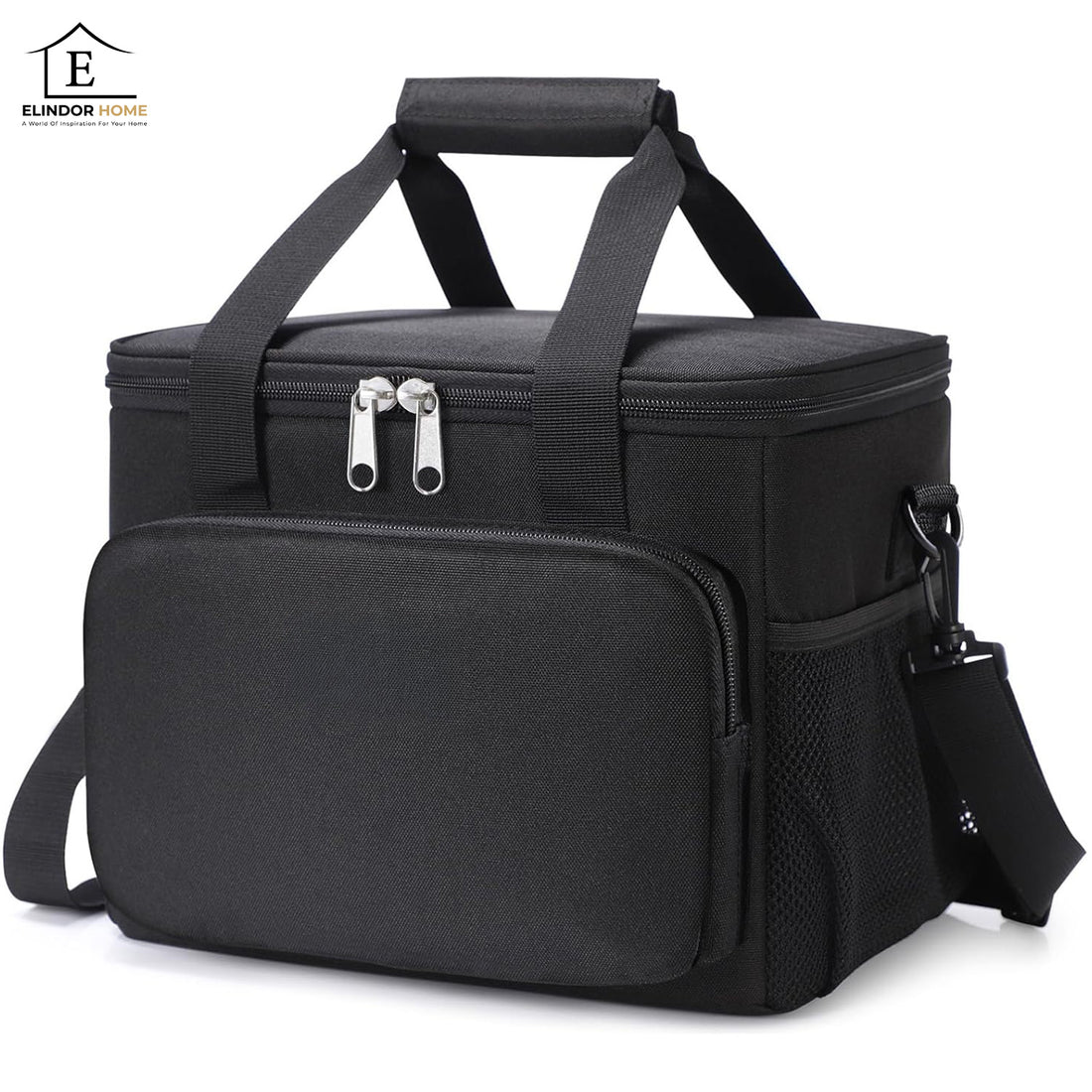 Geanta Termo-izolanta Elindor®, Geanta pentru Pranz, 9L, Material Oxford Impermeabil, Compartiment Spatios, Ideala pentru Mancare la Scoala, Loc de Munca 25.5 × 17 × 20.5 cm, Negru