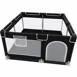 Tarc de Joaca pentru Bebelusi si Copii Elindor® cu Husa Groasa din Spuma, Spatiul Sigur de Joaca, Plasa de Protectie, Include Usa cu Fermoar, Materiale Eco-Friendly și Non-Toxice, Varsta 0-5 ani, 150 x 150 x 65 cm, Negru
