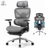 Scaun de Birou Elindor® Ergonomic, cu Functie de Masaj, Scaun cu Spatar si Manere, din Plasa, Suport pentru Picioare si Lombar, cu Roti, Inaltime Reglabila 115 - 125 cm, Negru