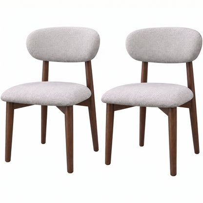 Set 2 Scaune Elindor® Ergonomice, Design Contemporan, Scaun cu Spatar si fara Manere, din Bumbac si In cu Picioare Maro Inchis, Potrivite pentru Living, Bucatarie, Birou, Dormitor, Gri Deschis