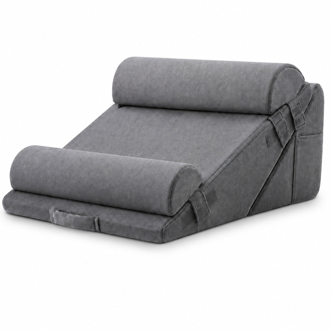 Perna Ergonomica Elindor®, Perna Wedge pentru Circulatie si Recuperare, Suport pentru Genunchi, Picioare si Trunchi, cu Spuma cu Memorie, Husa Textila, 56 × 56 × 30,5 cm, Gri