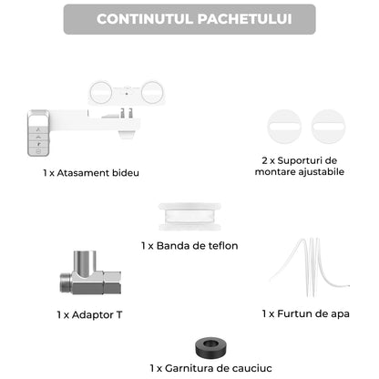 Bideu Retractabil pentru Toaletă cu Auto-Curățare, Control de Presiune, Igienă Personală, Gri
