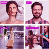 Uscator de Par Elindor®, 1800W, Tehnologie cu Ioni Negativi, 3 Trepte de Temperatura si Viteza, Jet de Aer Rece, 3 Duze pentru Coafare, Design Compact si Pliabil, Negru/Mov