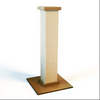 Ansamblu de Joaca Elindor® pentru Pisici, Post pentru Zgariat din Sisal, Stalp pentru Ascutit Gheare, Baza din Lemn, Accesorii Animale de Companie, Montare Usoare, 40.6 x 40.6 x 81.3 cm, Bej