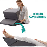 Set 3 Perne Ortopedice Elindor® pentru Pat, Perna Spuma cu Memorie, Hipoalergenica, Suport Spate, Picioare, Genunchi, Post-Operator, Anti-Reflux, Antisforait, Antirid, Hipoalergenic Huse Bumbac Aspect Catifea, Pliabile, Reglabile 23-30 cm, Gri