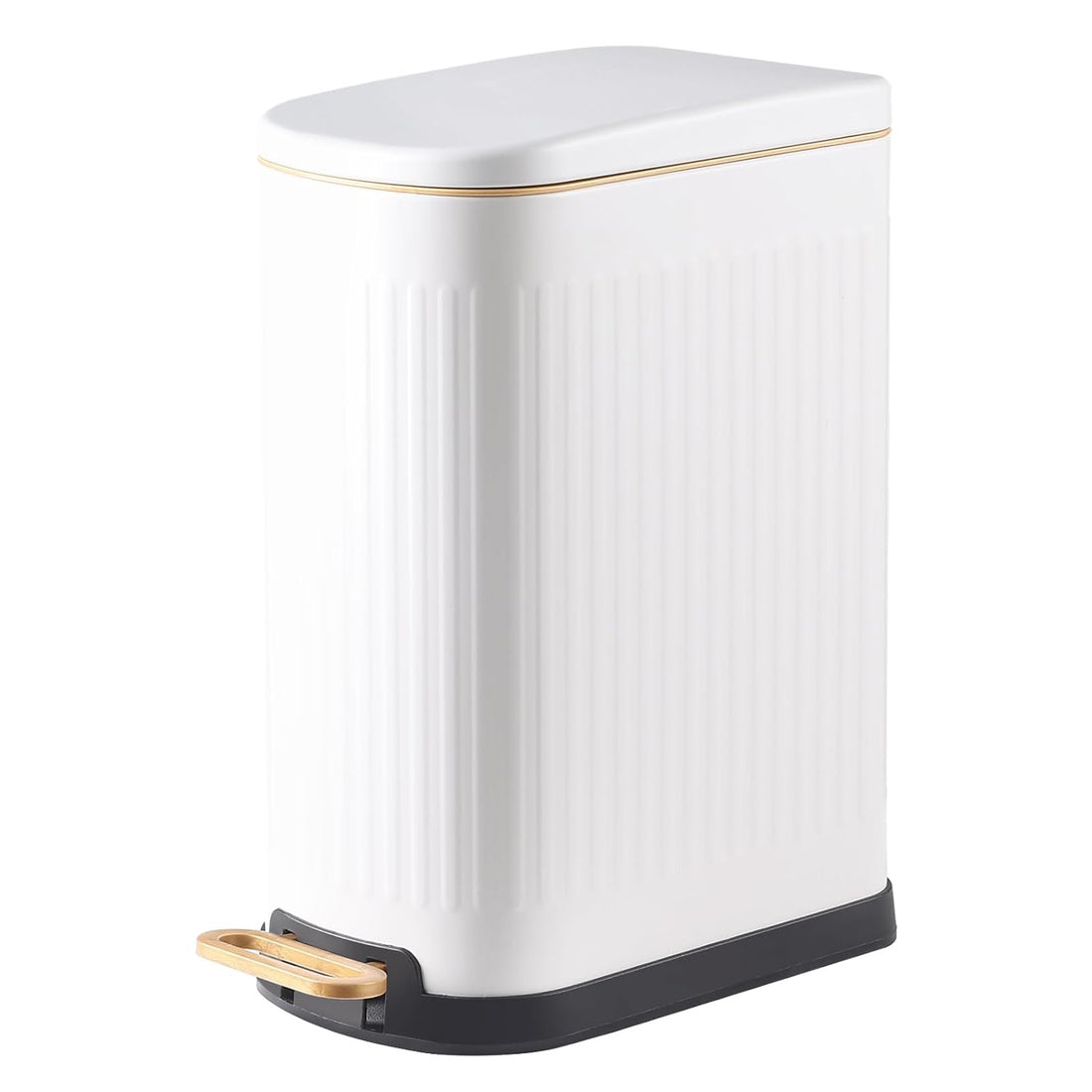 Cos de Gunoi pentru Baie cu Pedala Elindor® Metalic 13 L, Incorporabil, Functie Soft-Close, Capac Anti-Miros, Interior din Plastic, Pubela Slim pentru Bucatarie, Birou, Camera, Colectare Hartie Igienica si Deseuri, Design Compact si Modern, 34x17x39 cm, A