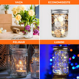 Set 6 Borcane din Sticla Elindor® cu Capac Ermetic, Borcan 240 ml Ideal pentru Miere, Dulceata, Condimente, Cafea, Zahar si pentru Fermentare Muraturi, Capace Metalice, Recipient Depozitare in Bucatarie, Transparent